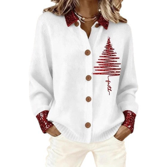 Women's Long-Sleeve Shirt Casual Loose-Fit Plus-Size Collared Blouse