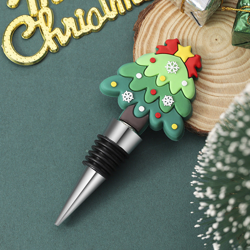 Festive Christmas-Themed PVC & Aluminum Wine Bottle Stopper in Assorted Styles