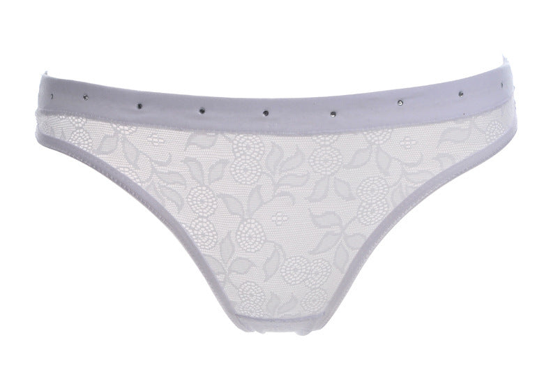 Briefs en dentelle noire transparente avec ceinture ornée