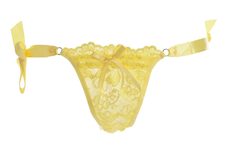 Hip Tie Ribbon Lacy Thong Underwear