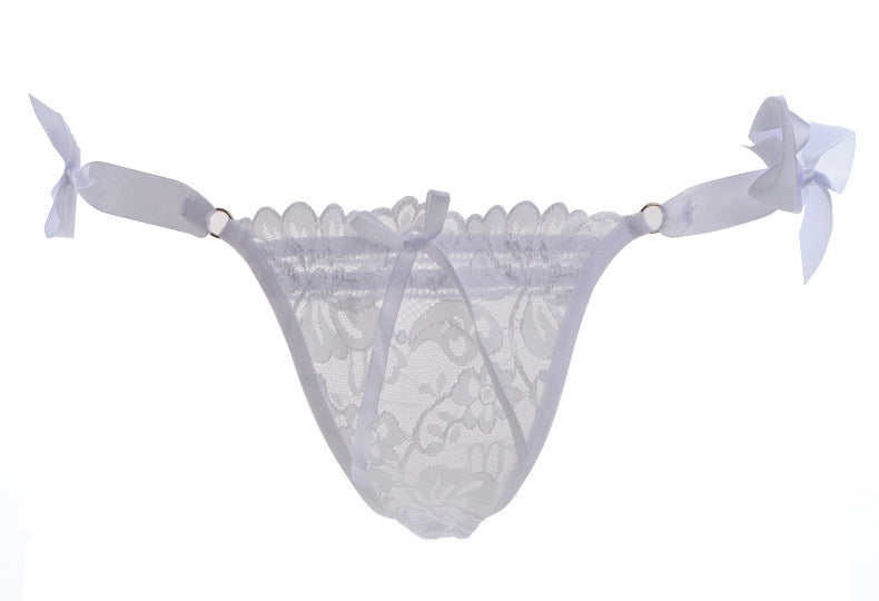 Hip Tie Ribbon Lacy Thong Underwear