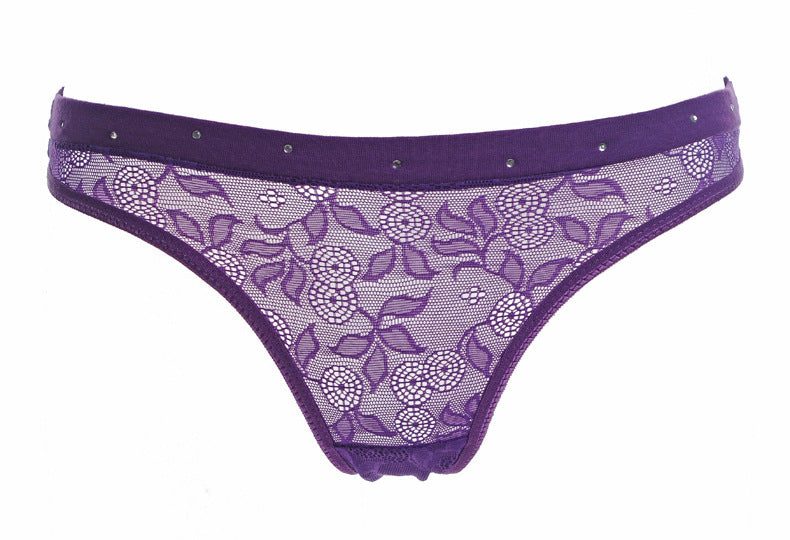 Briefs en dentelle noire transparente avec ceinture ornée