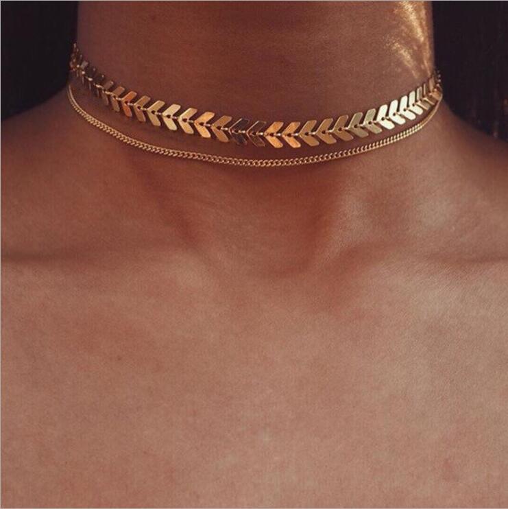 Leaf Inspired Double Strand Choker