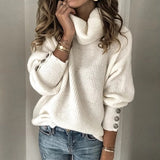 Long Sleeve Oversized Collared Sweater with Accent Buttons