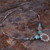 Sunflower and Turquoise Necklace
