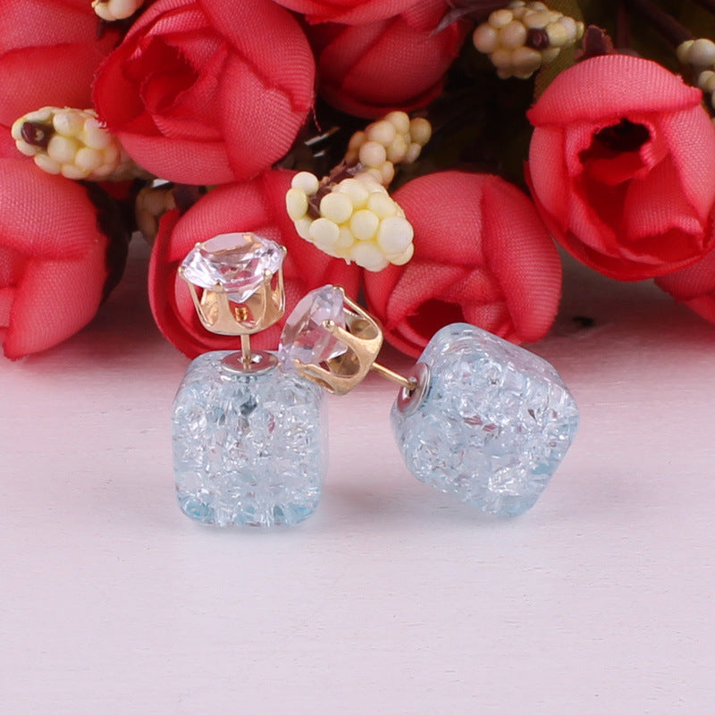 Boucles d'oreilles à double face cube