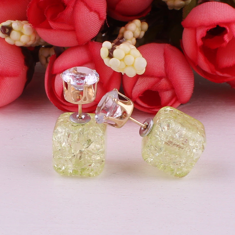 Boucles d'oreilles à double face cube