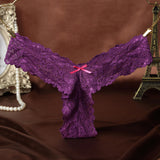 Thick Lace Band Thong with Bow Detailing