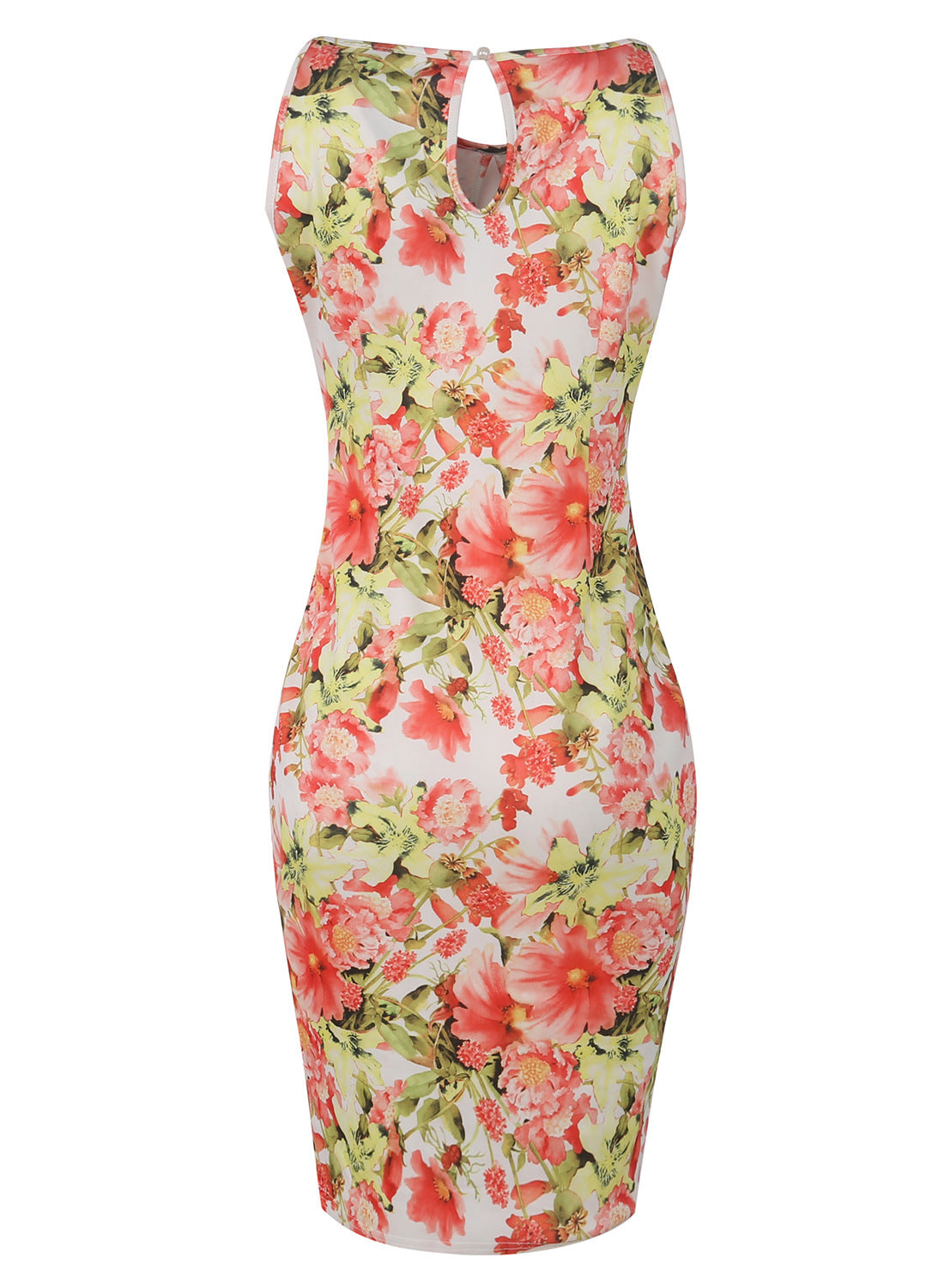 Floral Keyhole Neck Sheath Dress