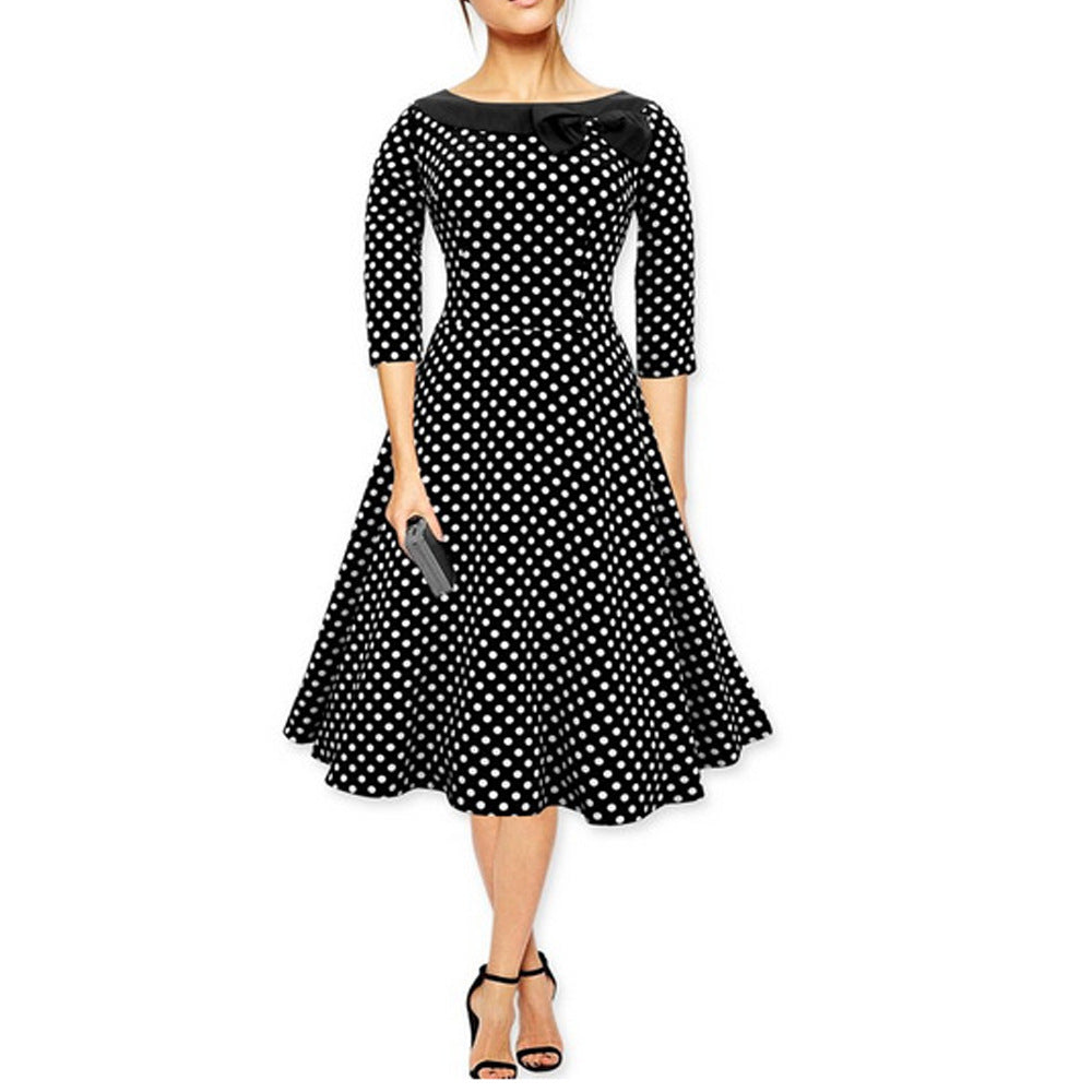 Polka-Dot Bow Fit & Flare Dress