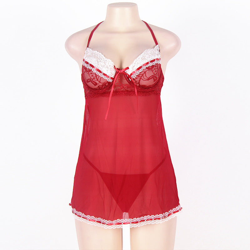 Plus Size Candy Cane Lacy Mini Dress