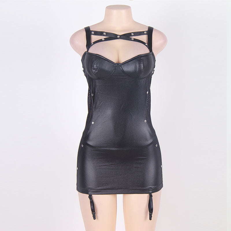 Plus Size Crisscross Bondage Strap Garter Dress