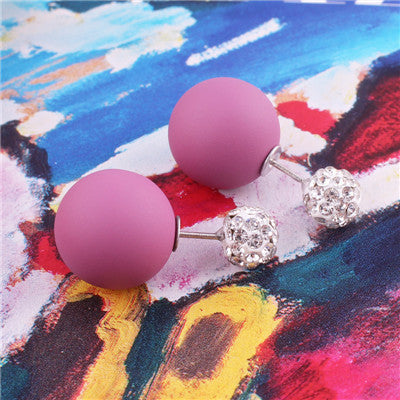 Boucles d'oreilles à double face sphère pastel