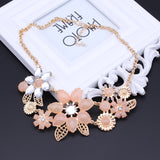 Pearlescent Pink Floral Necklace