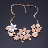 Pearlescent Pink Floral Necklace