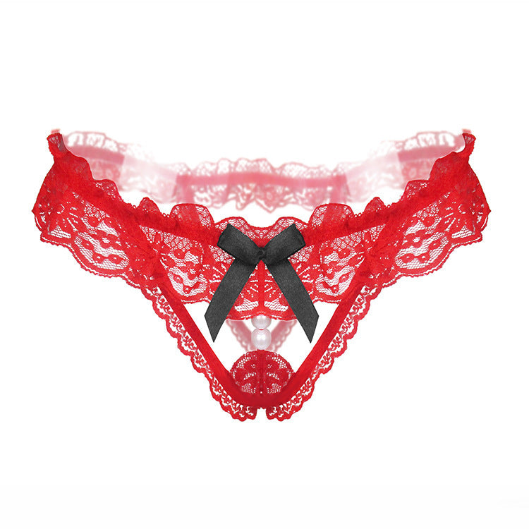 Peekaboo Pearl Cutout Lace Thong