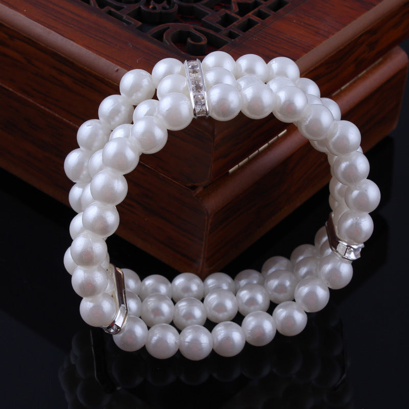 Three Tiered Faux Pearl Bracelet