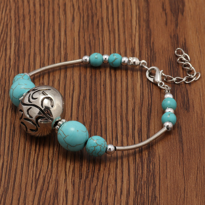 Turquoise and Metal Beaded Bracelet