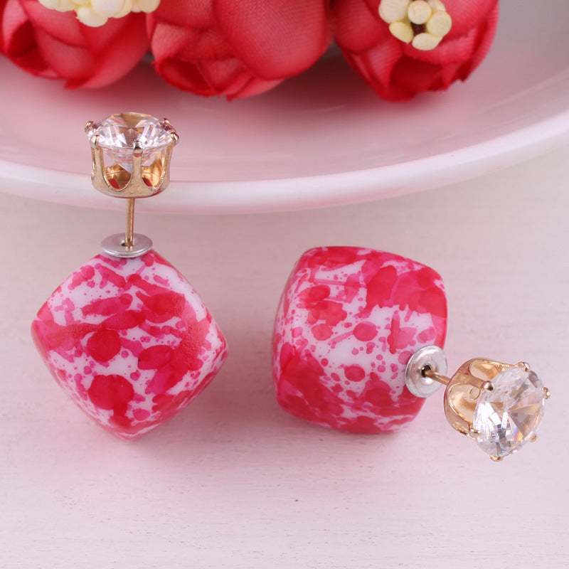 Boucles d'oreilles en velette double face zircon