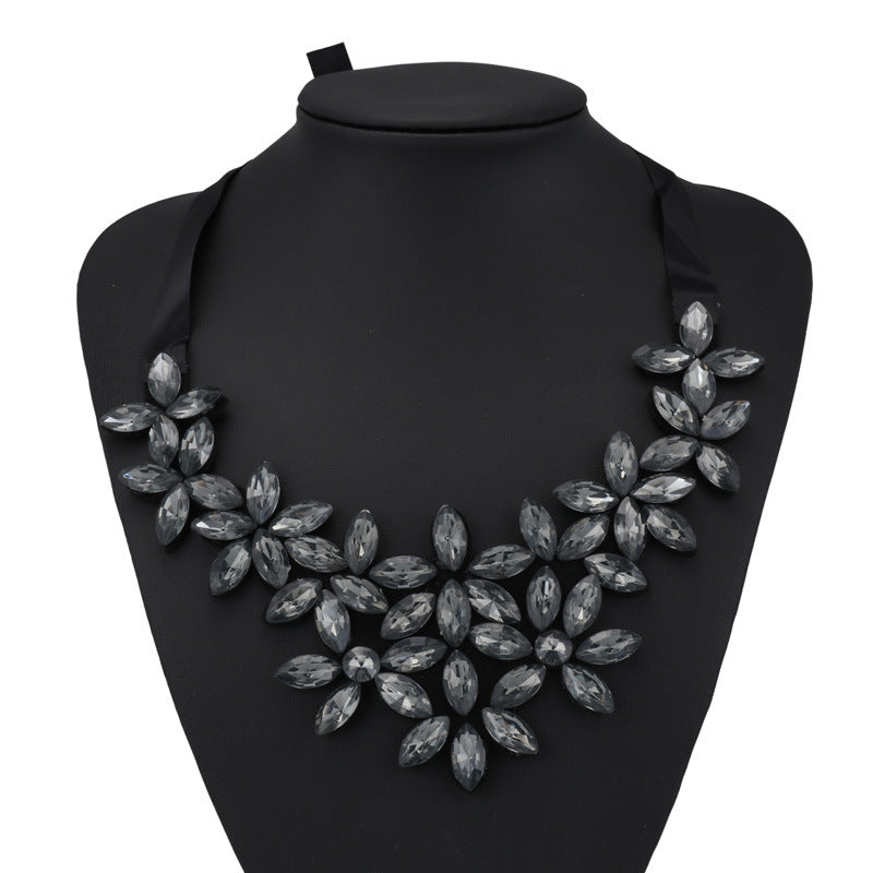 Rhinestone Floral Necklace