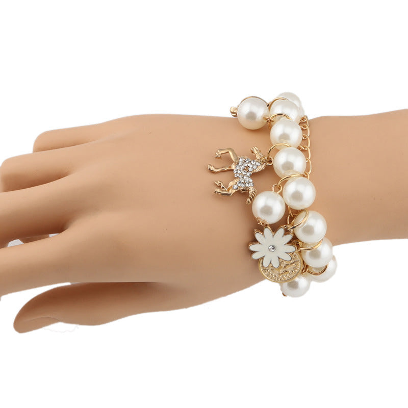 Faux Pearl Charm Bracelet