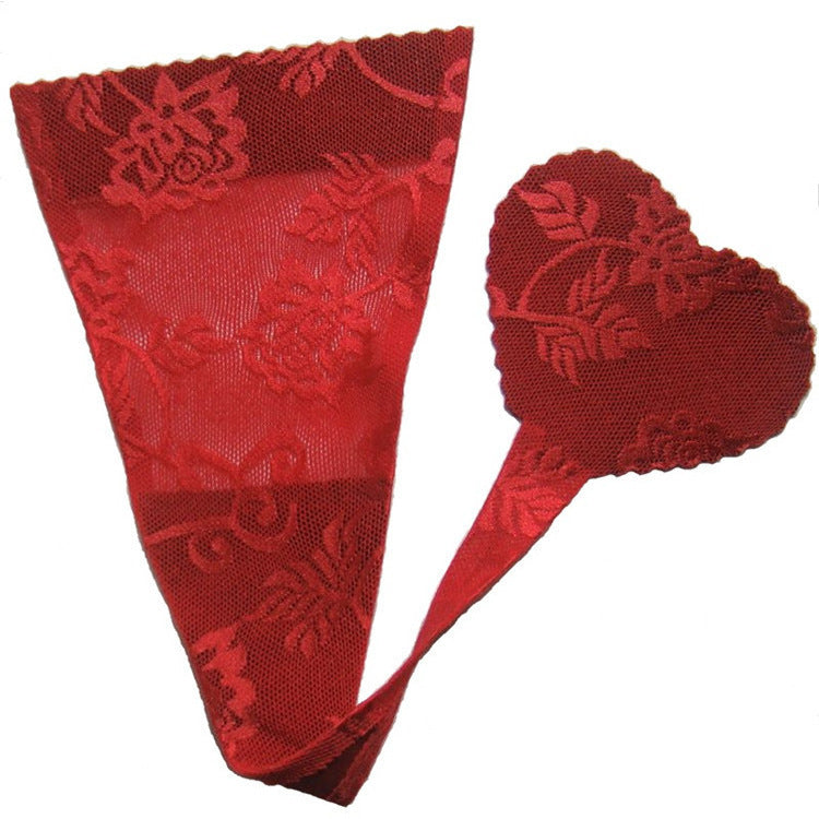 Stick On Floral Lace Heart Crotch Panty