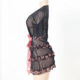 Plus Size Black & Pink Floral Robe