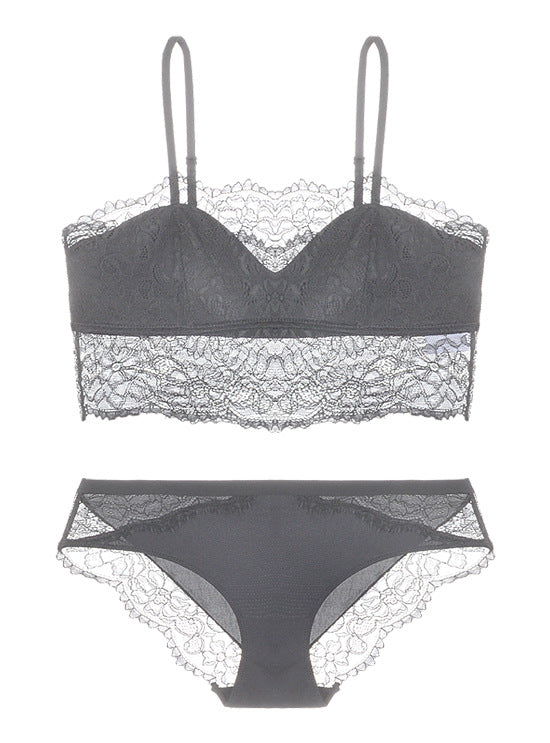 Top de bralette en dentelle de fantaisie et jeu de culottes