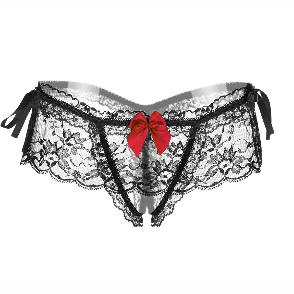 Lace Skirt Double Trim Crotchless Panty