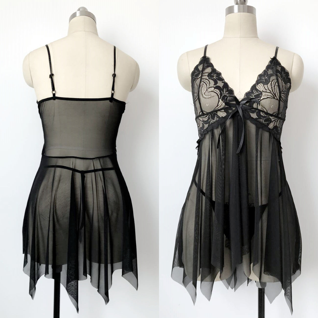 Conjunto de babydoll de renda da flor da bainha