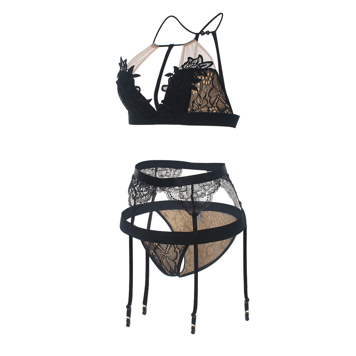 Daring Decadence Bra and Garter Set - Theone Apparel