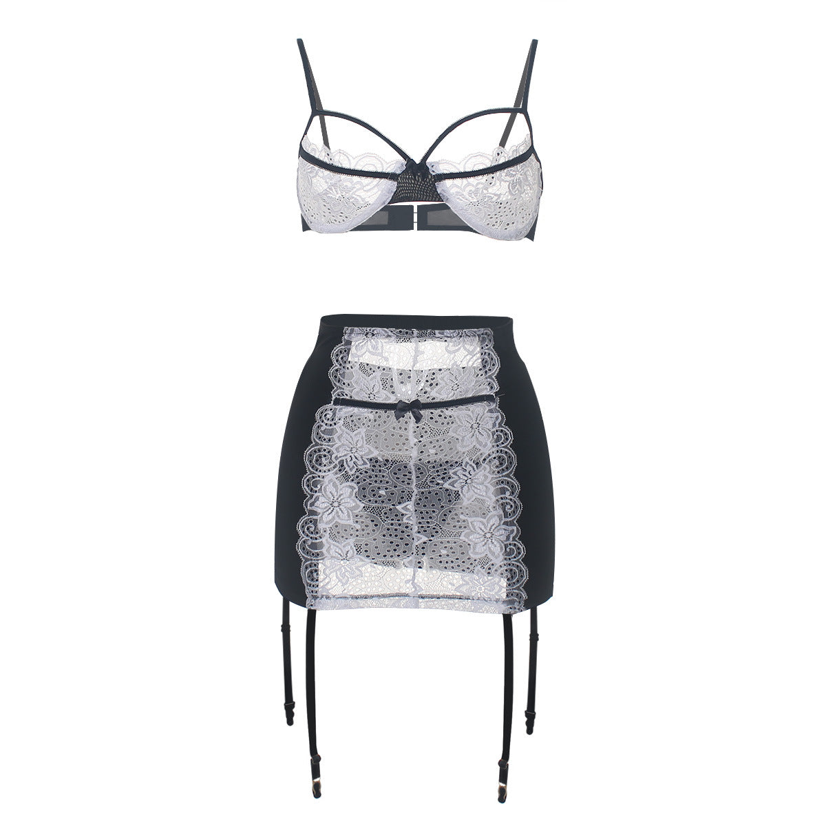 High Waist Garter Skirt and Bra Set