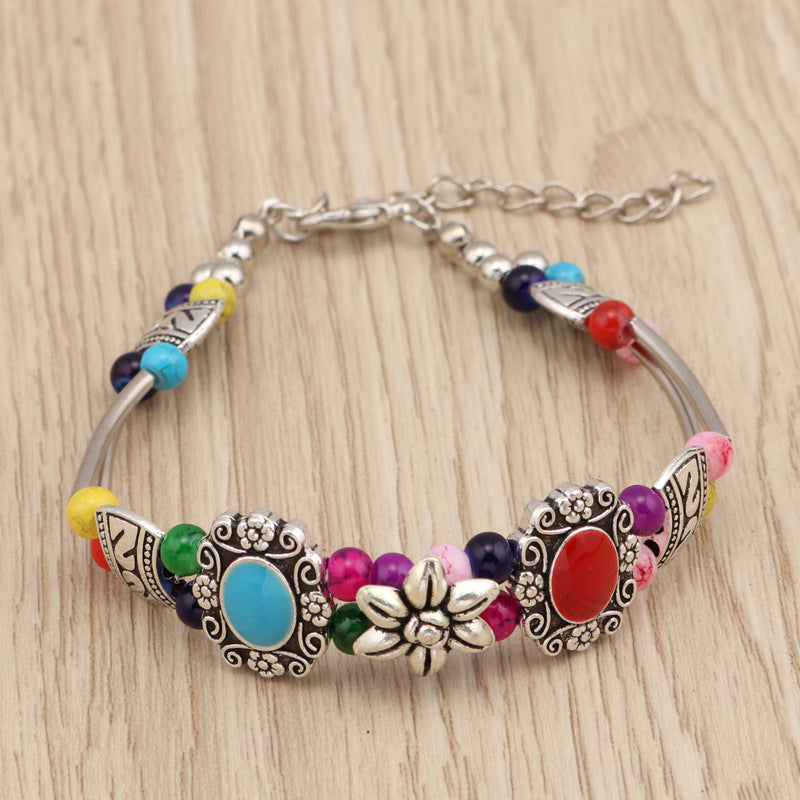 Metalen armband met bloemen