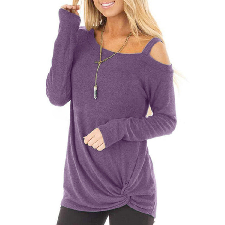 Single Cutout Knot-Hem Knit Top