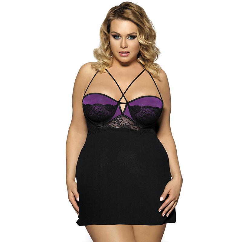 Plus size riemen en kanten balconette -jurk