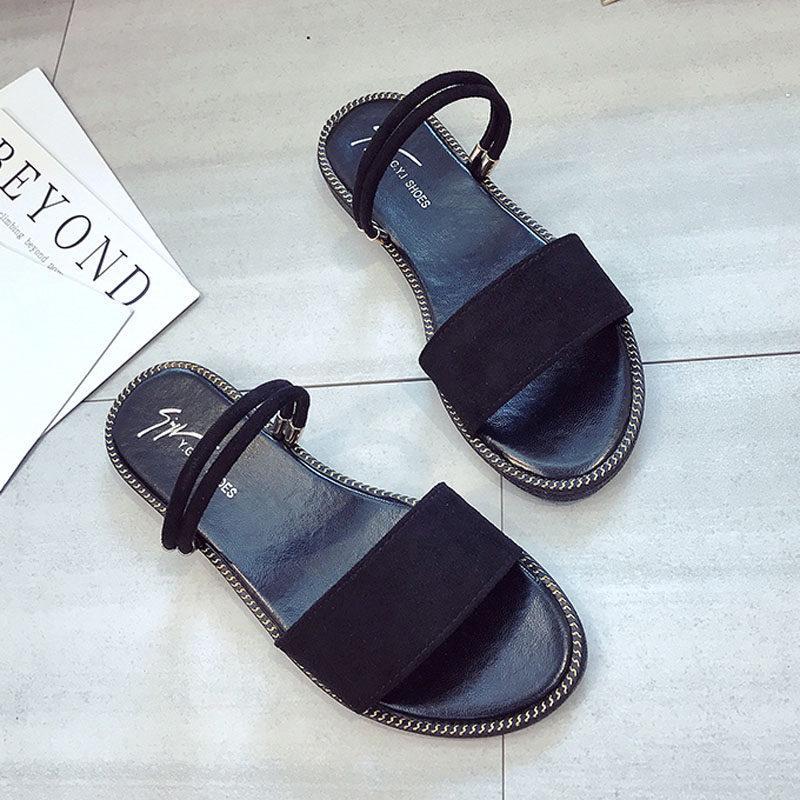 Suede Band Slide On Sandals