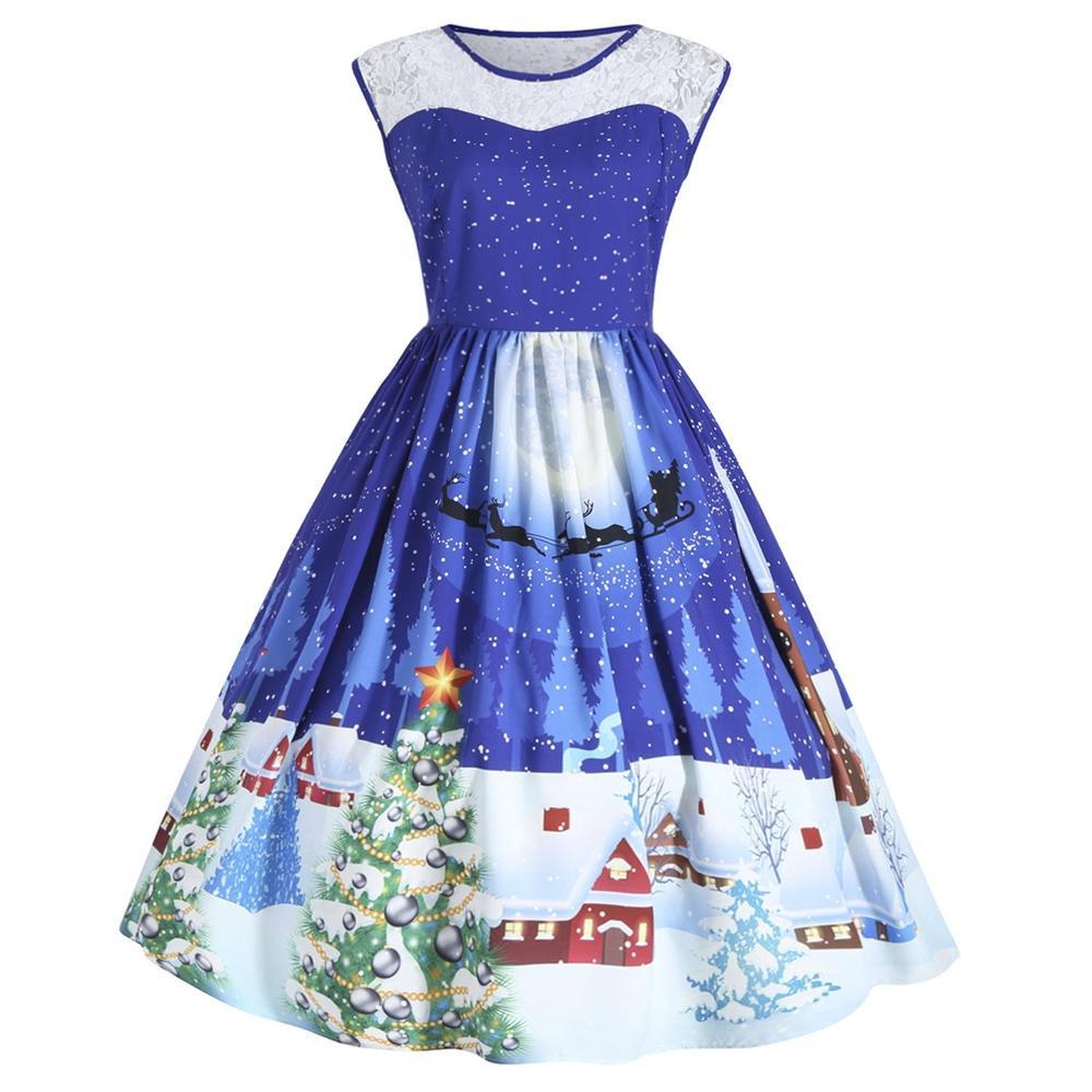 Vestido de fiesta de Navidad sin mangas de talla grande