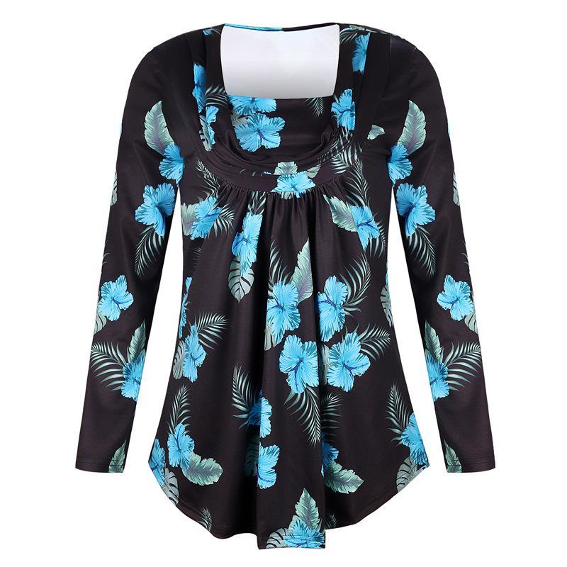 Ruched kraag bloemenprint blouse