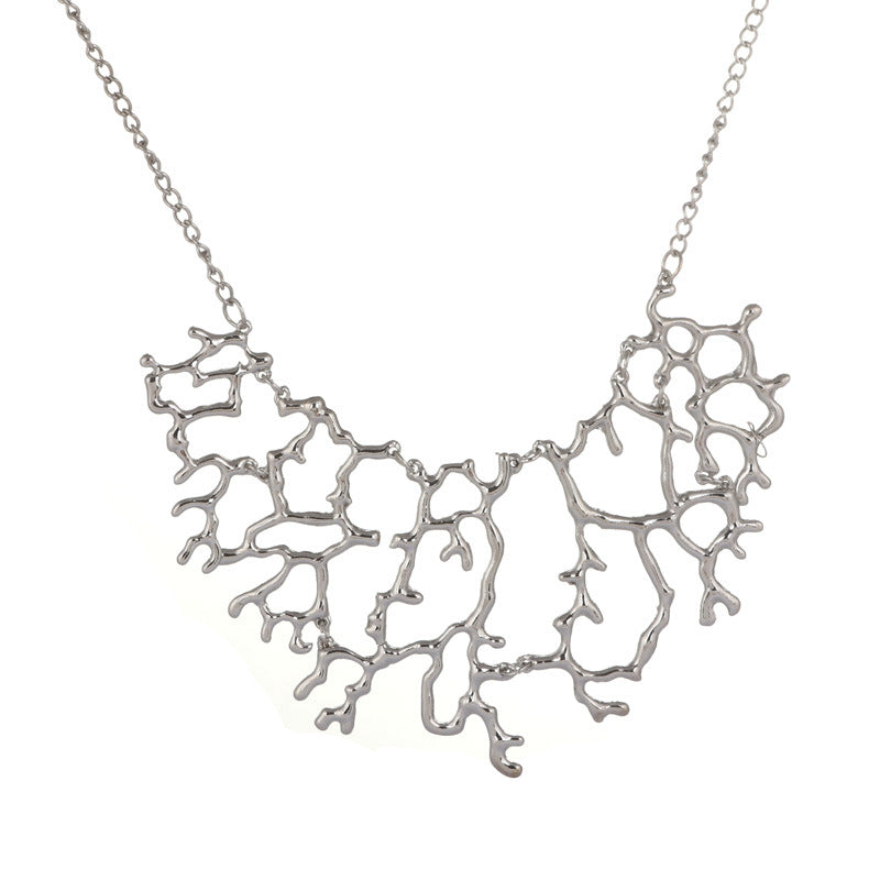 Cracked Glass Metallic Necklace-Silver-Theone Apparel