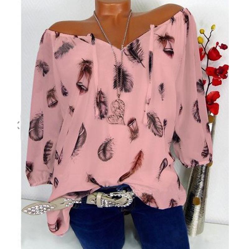 Fallen Feathers Flowing Layers Blouse-Pink-Theone Apparel
