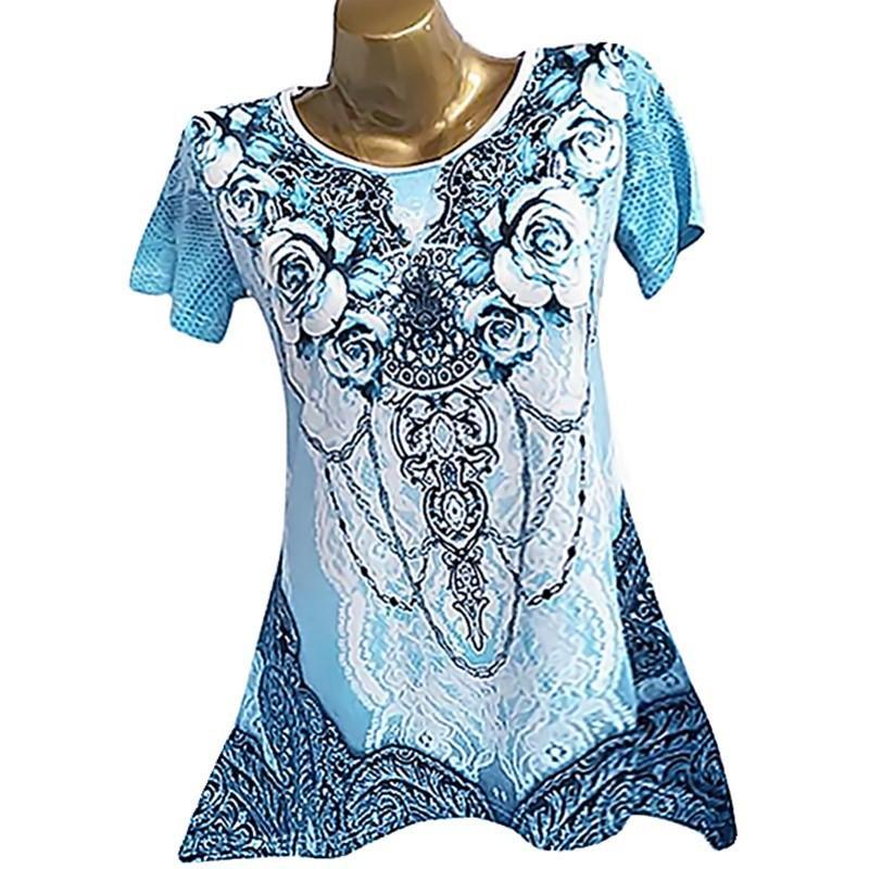 Flora Jewelry Print Peak Hem Top - Theone Apparel