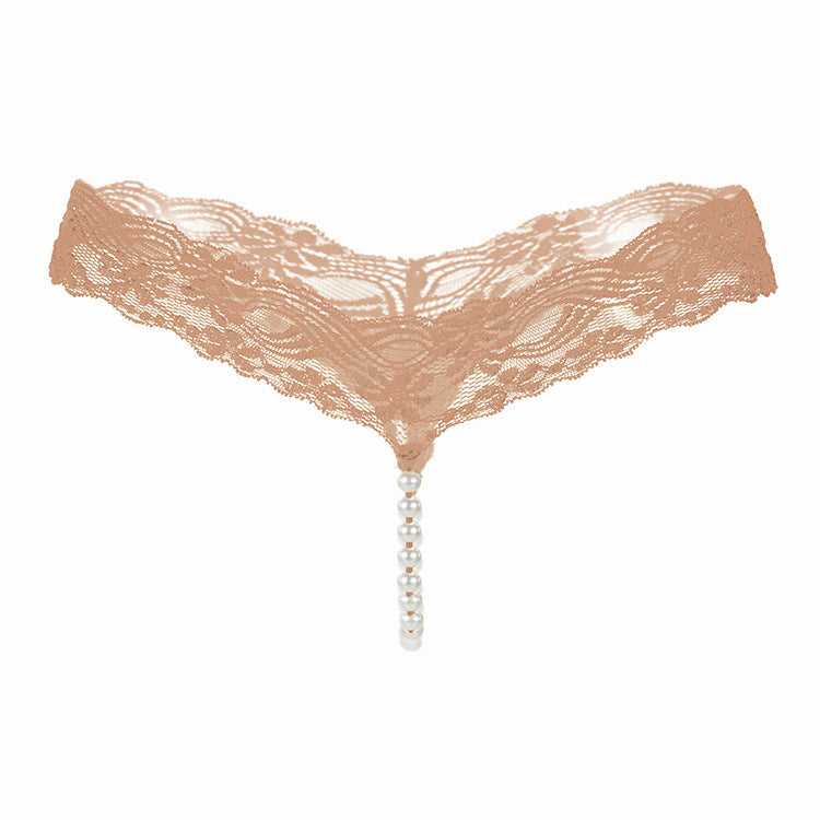 Floral Filigree Pearl Pocket G String-Apricot-Theone Apparel