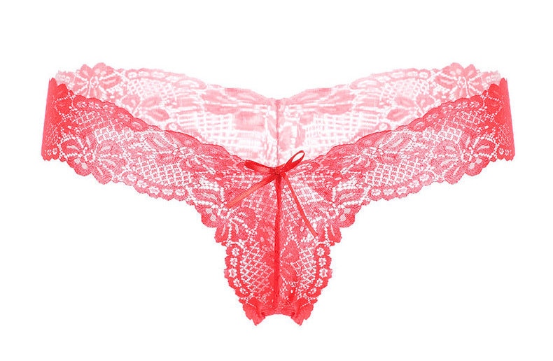 Floral Lace Wide Skirt Thong Panty-Red-Theone Apparel