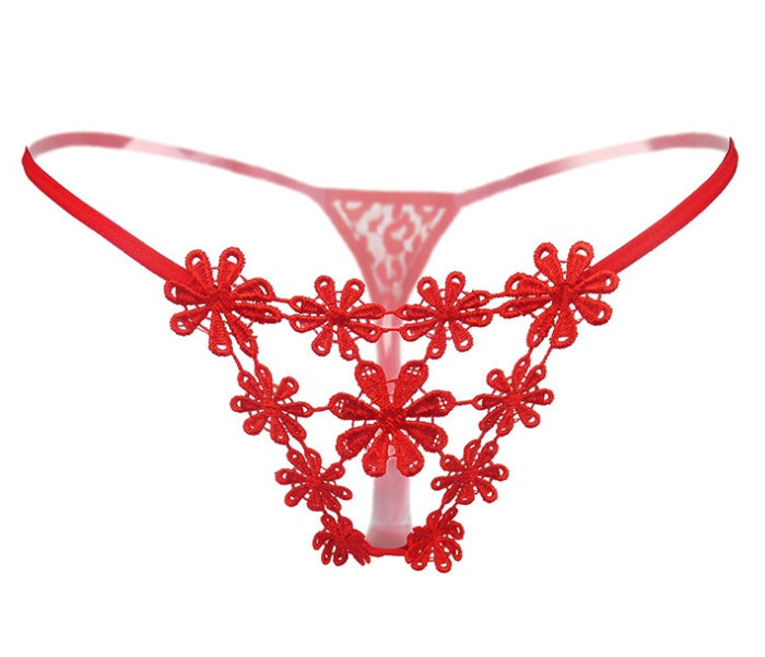 Flowers Front G String Panty-Red-Theone Apparel