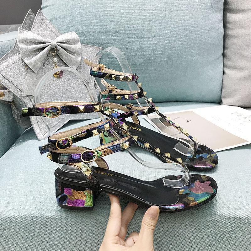 Geisha Goddess Stud Strap Sandals-Black-Theone Apparel