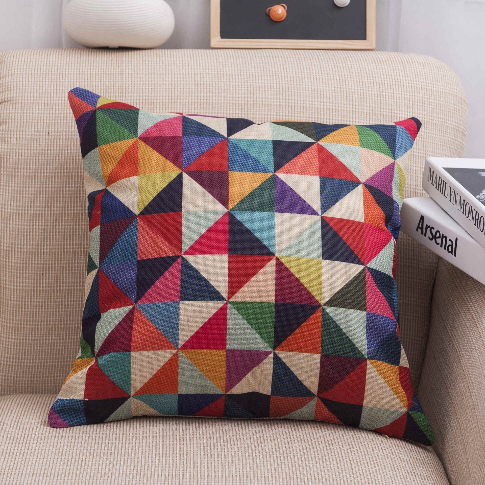 Geo Splice Triangle Print Pillow Covers-601-0004-S5-Theone Apparel