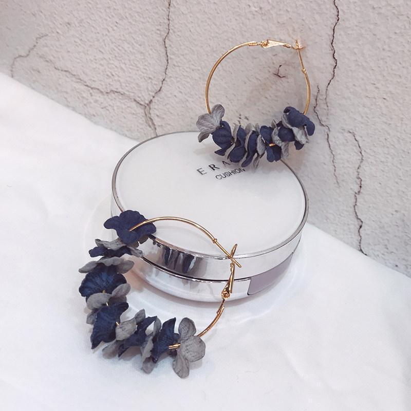 Golden Fluttery Petal Hoop Earrings-Blue-Theone Apparel