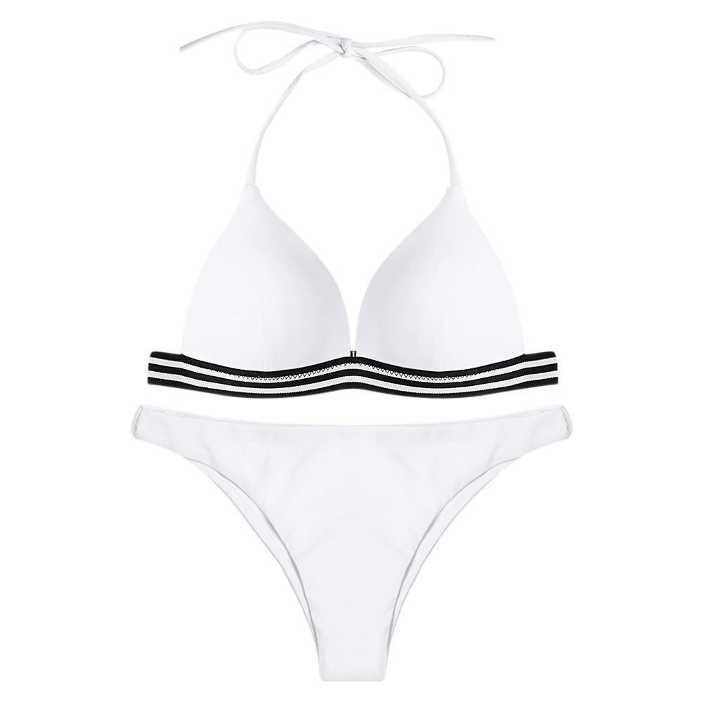 Halter Neck Ladies Bikini Set-White-Theone Apparel