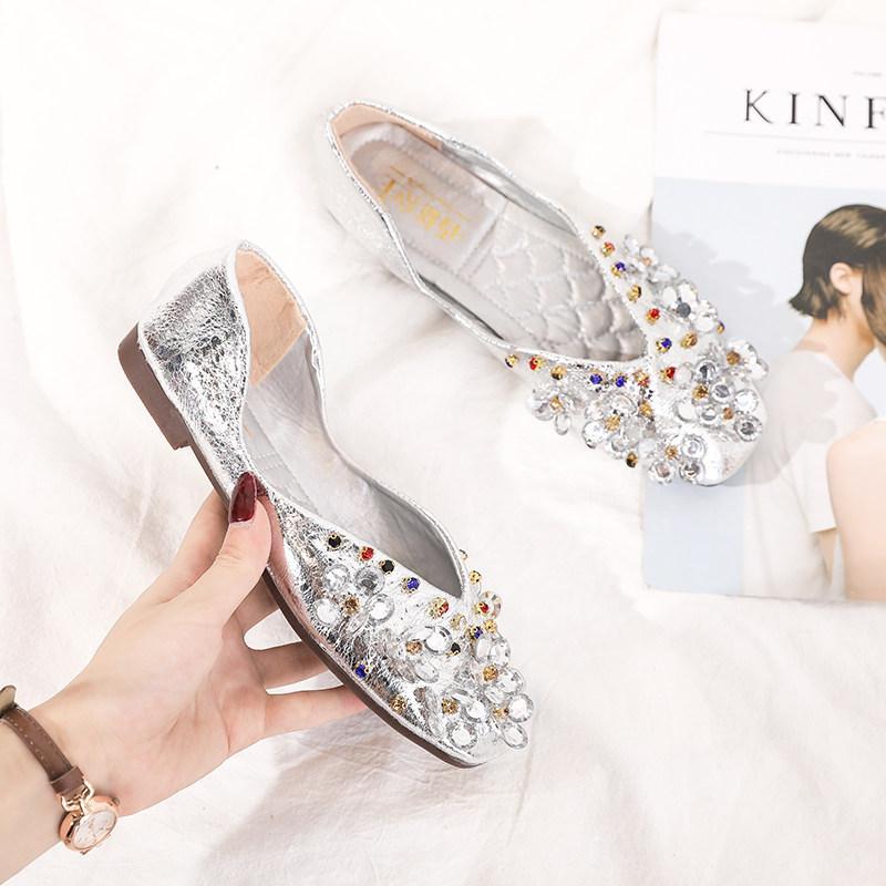 Jeweled Metallic Statement Ballet Flats - Theone Apparel