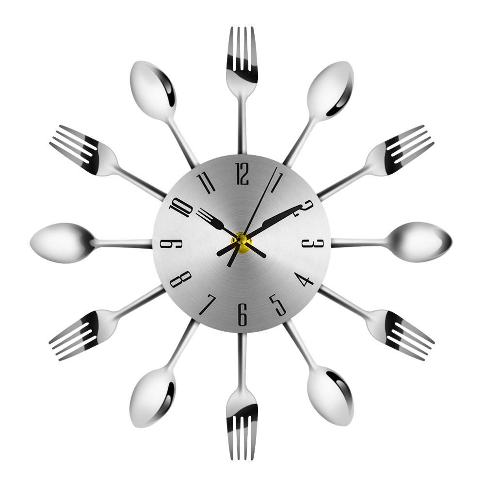 Knife Fork Spoon Stainless Steel Clock-Silver-Theone Apparel